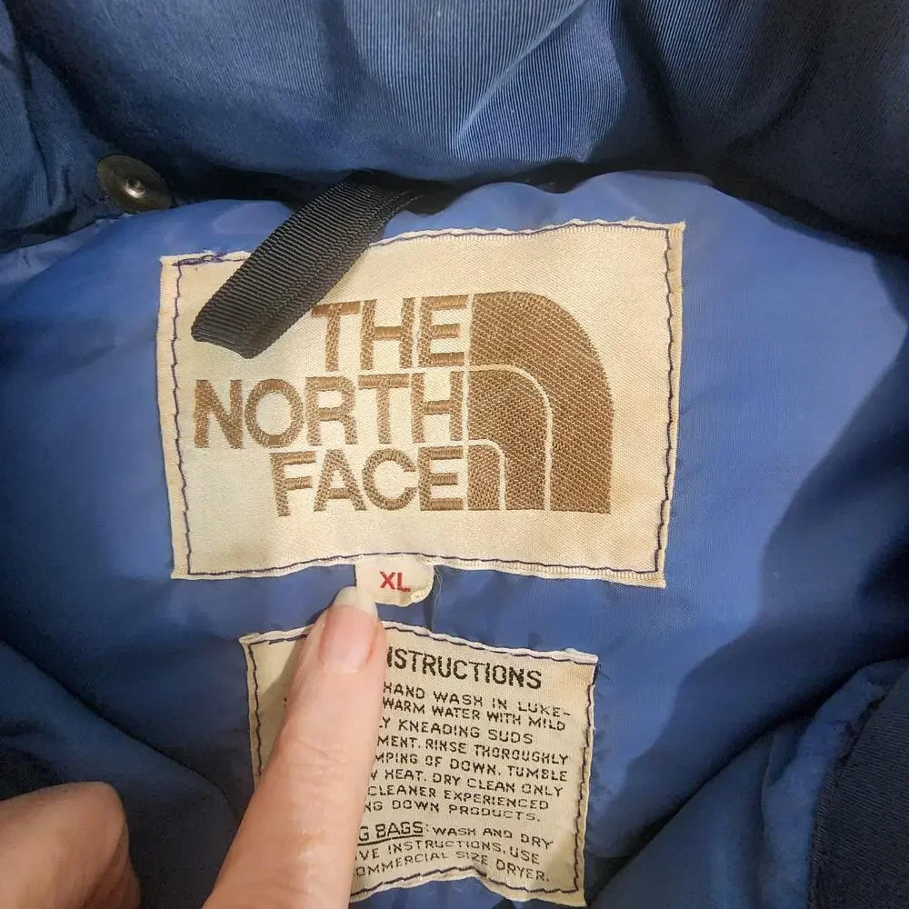 Vntg The North Face Jacket Mens XL Blue Goose Down Puffer Parka Long Coat